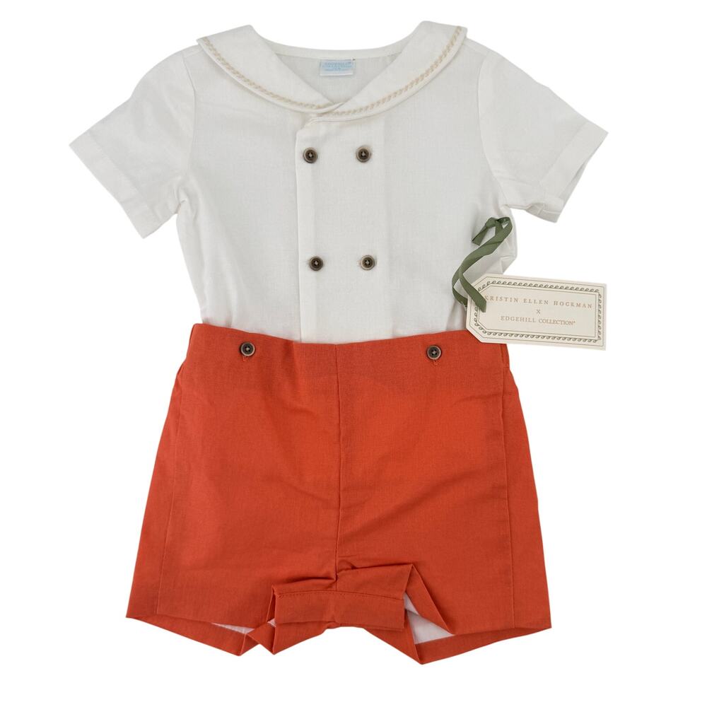 Edgehill Collection Kristin Ellen Hockman Linen Shorts Set Baby Boy Sz 12M
